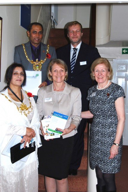 The Right Worshipful the Lord Mayor of Sheffield (Councillor Talib Hussain) The Lady Mayoress of Sheffield (Mrs Yasmin Hussain) with our Chief Executive, Chris Farrell, Chair Dr June Smailes and Vice President Lady Neill at Cavendish Cancer Care