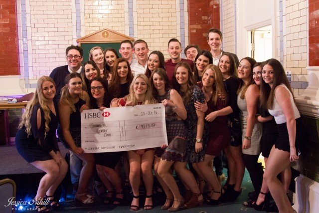 Events Management students present Cavendish Cancer Care with cheque at The Platform Projects Awards evening